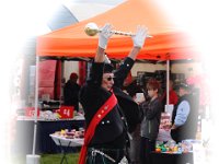 10-Alw16  Drum Major David Brown brings the band to a stop before enty int the arena